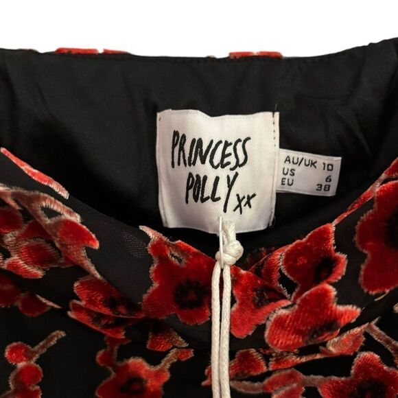 Princess Polly NWT Velvet Merlot Red Black Witchy Grunge Valentine Mini Dress 6 - Picture 8 of 12